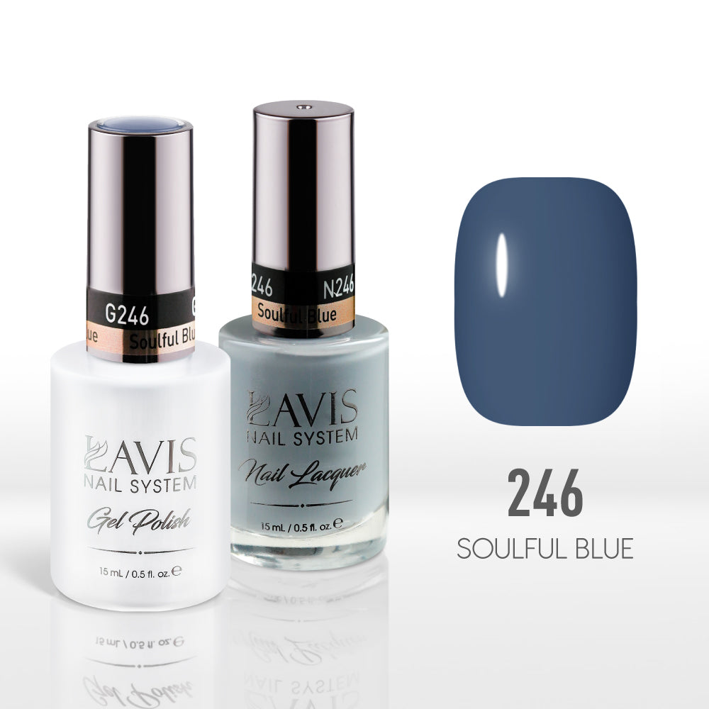 Lavis Gel Nail Polish Duo - 246 (Ver 2) Blue Colors - Soulful Blue