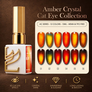 LAVIS Cat Eyes - Set 6 Colors - Gel Polish 0.5 oz - Amber Crytal Collection