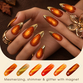 LAVIS Cat Eyes - Set 6 Colors - Gel Polish 0.5 oz - Amber Crytal Collection