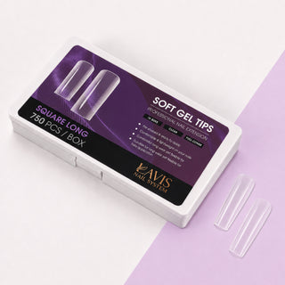 LAVIS Square Long - 15 Sizes Clear - Soft Gel Tips