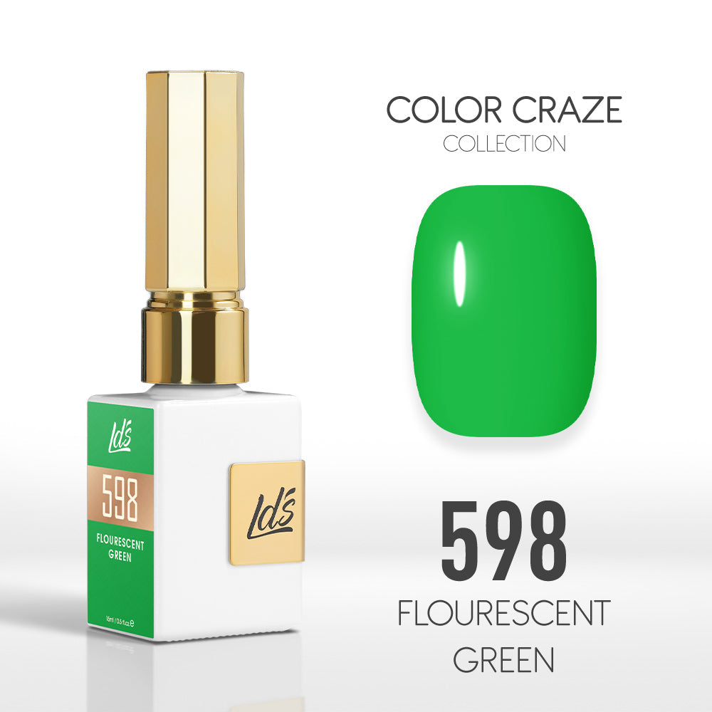 LDS Color Craze Collection - 598 Flourescent Green - Gel Polish 0.5oz