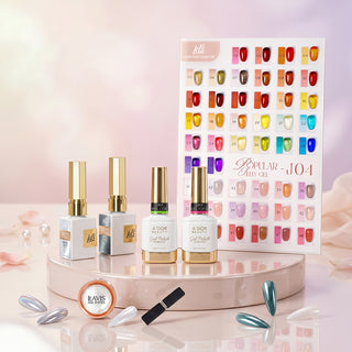 Buy LDS J04 Jelly Collection, FREE 1 LDS Moon Light Silver Cat Eye + 1 LDS Rain Bow Cat Eye + 1 Chrome Powder Super Clear + 2 A'Dor Drip Base Top + 1 Ribbon Magnet