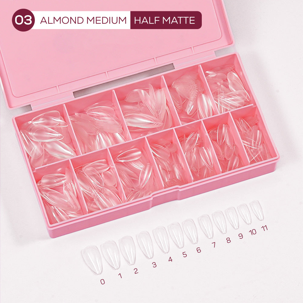 LDS - 03 Almond Medium Half Matte Nail Tips (Full Cover)