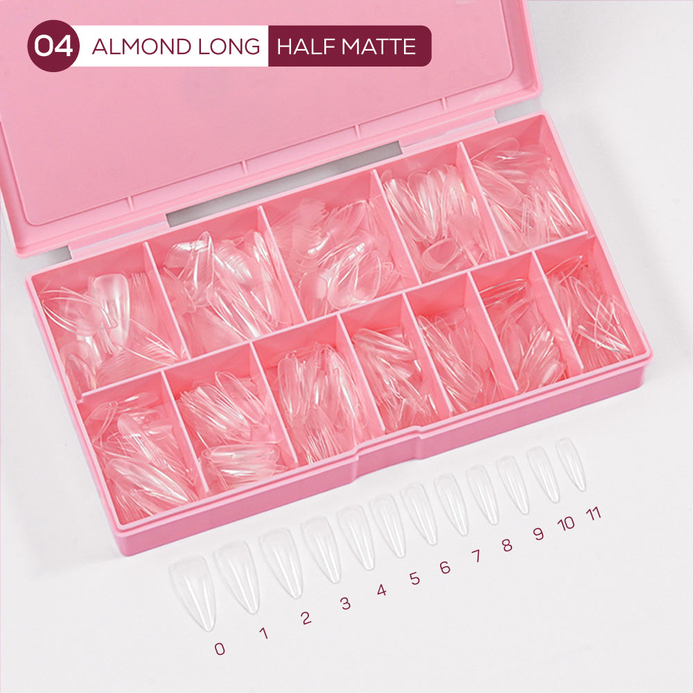 LDS - 04 Almond Long Half Matte Nail Tips (Full Cover)