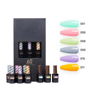 LDS Holiday Collection: 6 Healthy Gel Polishes, 1 Base Gel, 1 Top Gel, 1 Strengthener - SUMMER DREAM - 001; 006; 008; 009; 010; 011