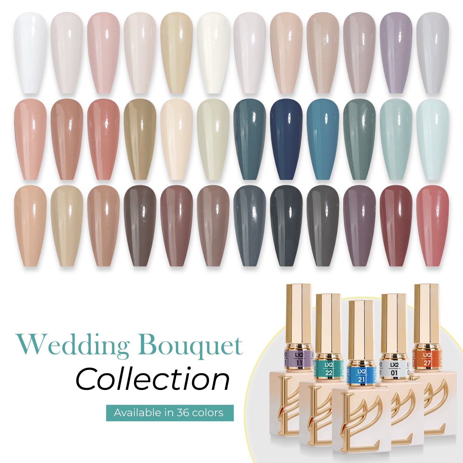 LAVIS LX2 - Set 36 Color - Gel Polish 0.5 oz - Wedding Bouquet Collection