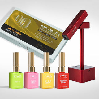Lavis - Soft Gel Tips & 2IN1 LED Red Kit - Oval Short Clear