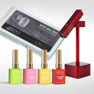 Lavis - Soft Gel Tips & 2IN1 LED Red Kit - Squoval S Full Etched