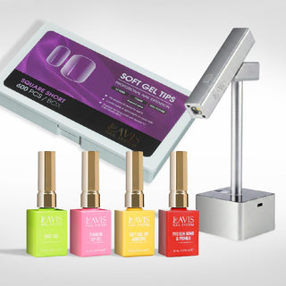 Lavis - Soft Gel Tips & 2IN1 LED Silver Kit - Square Short Clear Round Corner