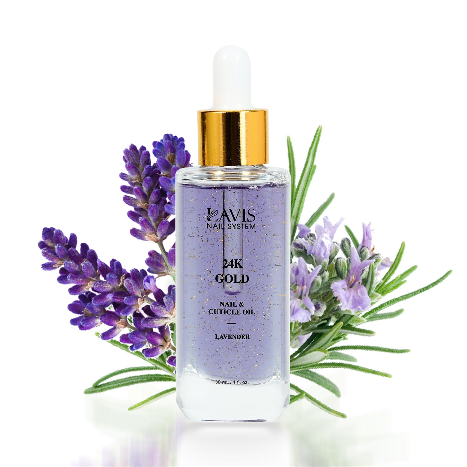 Lavis 24K Gold Nail & Cuticle Oil - Lavender - 30mL