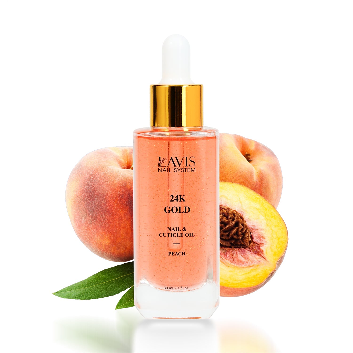 Lavis 24K Gold Nail & Cuticle Oil - Peach - 30mL