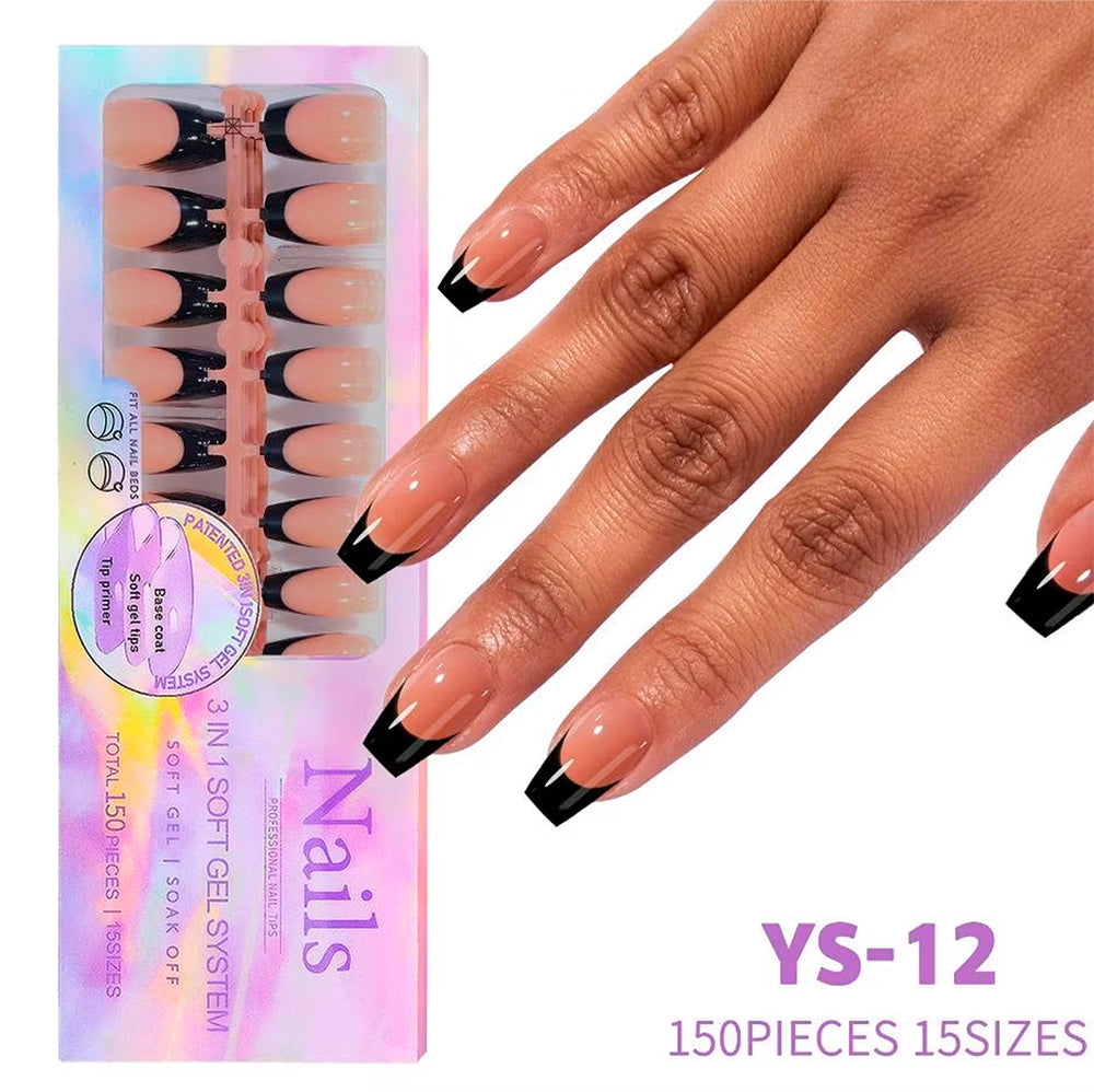 3-in-1 Coattips - French Nails Tips - Full Cover - Press on Nails