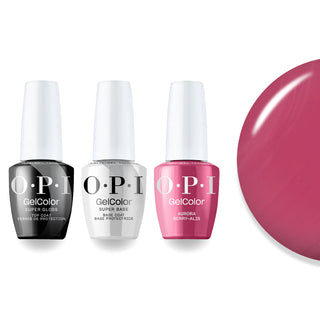OPI Intelli-Gel Combo - Super Base Coat, Super Gloss Top Coat & I64 Aurora Berry-Alis