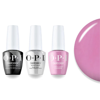 OPI Intelli-Gel Combo - Super Base Coat, Super Gloss Top Coat & H48 Lucky Lucky Lavender