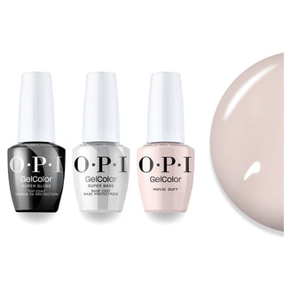 OPI Intelli-Gel Combo - Super Base Coat, Super Gloss Top Coat & H003 Movie Buff