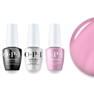 OPI Intelli-Gel Combo - Super Base Coat, Super Gloss Top Coat & P32 Seven Wonders Of OPI