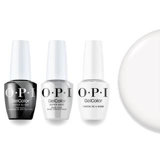 OPI F044 Throw Me a Wink - White - Intelli-Gel Combo - Super Base Coat, Super Gloss Top Coat