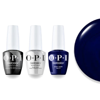 OPI F047 Don't Over Ink It - Blue, Black - Intelli-Gel Combo - Super Base Coat, Super Gloss Top Coat
