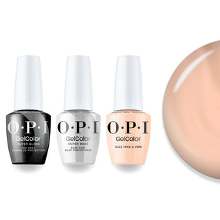 OPI F038 Suzi Take a Vow - Peach, Beige - Intelli-Gel Combo - Super Base Coat, Super Gloss Top Coat