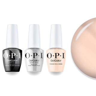 OPI F044 Throw Me a Wink - White - Intelli-Gel Combo - Super Base Coat, Super Gloss Top Coat
