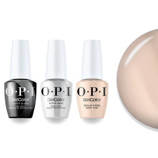 OPI F045 Berlin There, Doin' That - Pink, Beige - Intelli-Gel Combo - Super Base Coat, Super Gloss Top Coat