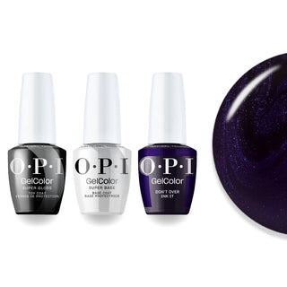 OPI F047 Don't Over Ink It - Blue, Black - Intelli-Gel Combo - Super Base Coat, Super Gloss Top Coat