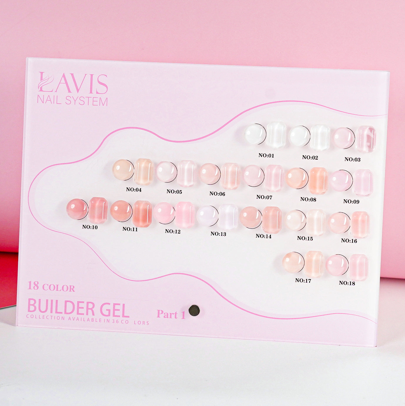 LAVIS Builder Gel 2 - Part 1 Set 18 Colors (B01 - B18) - Gel Polish 15ml