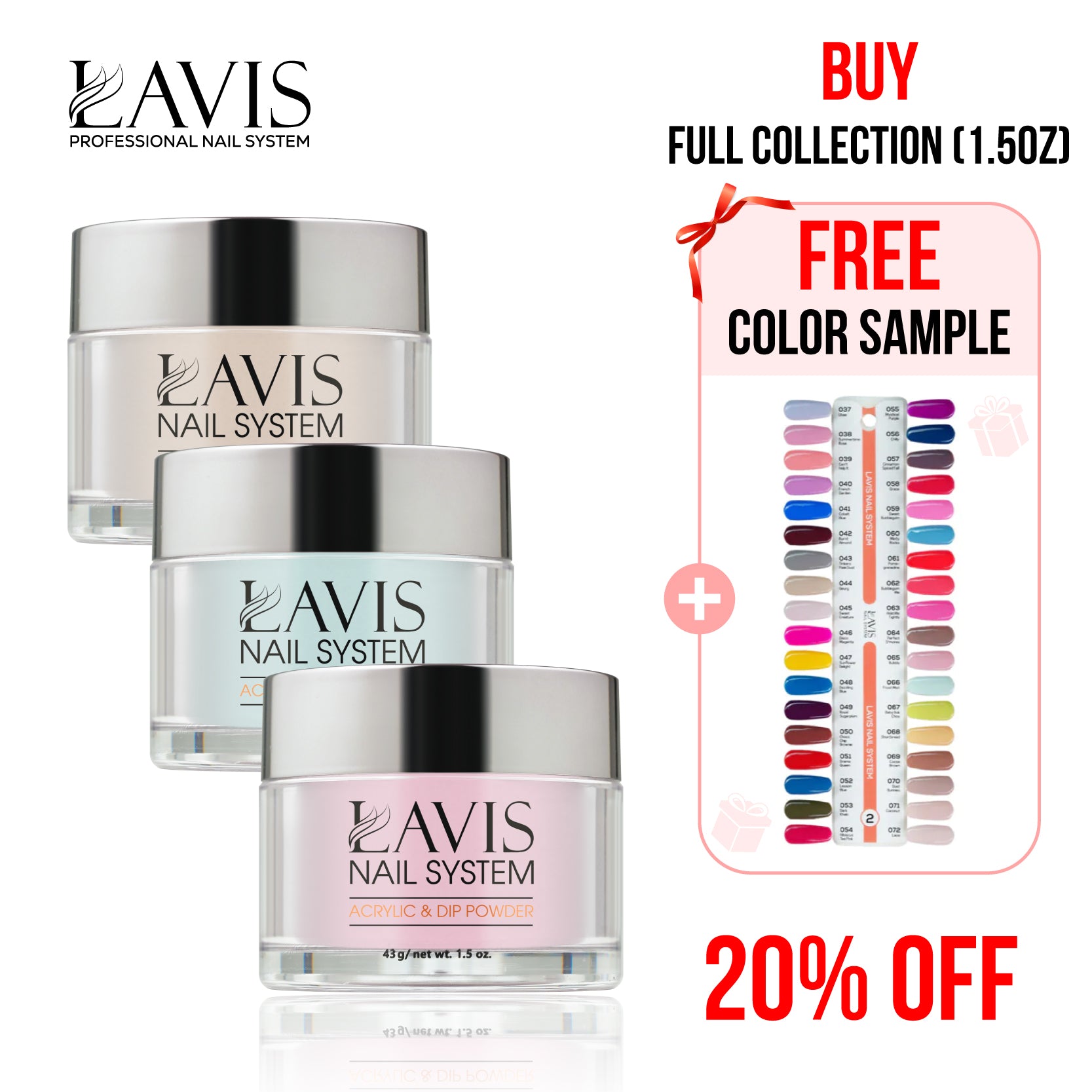 Lavis Acrylic & Dip Powder Part 2 (36 Colors): 037-072 - 1.5oz