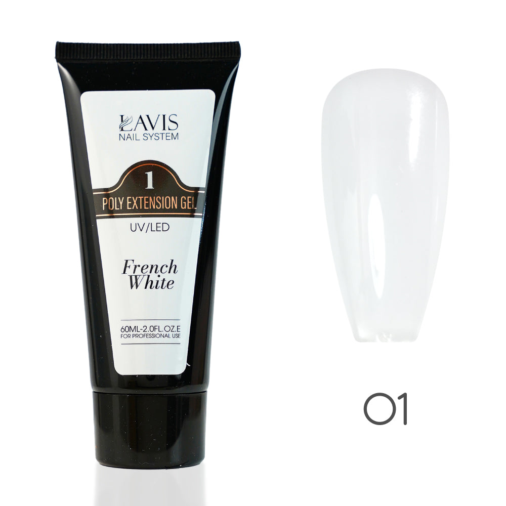 LAVIS 01 French White - New Poly Extension Gel 15 UV/LED 60ml