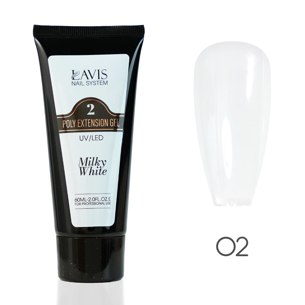 LAVIS 02 Milky White - New Poly Extension Gel 15 UV/LED 60ml