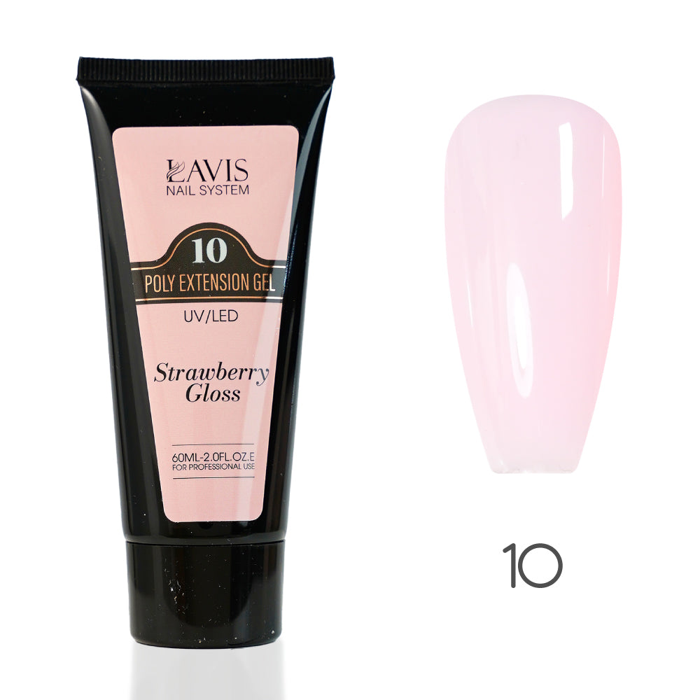 LAVIS 10 Strawberry Gloss - New Poly Extension Gel 15 UV/LED 30ml