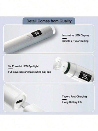 Portable Handheld UV Lamp with replaceable Silicone Tip - White