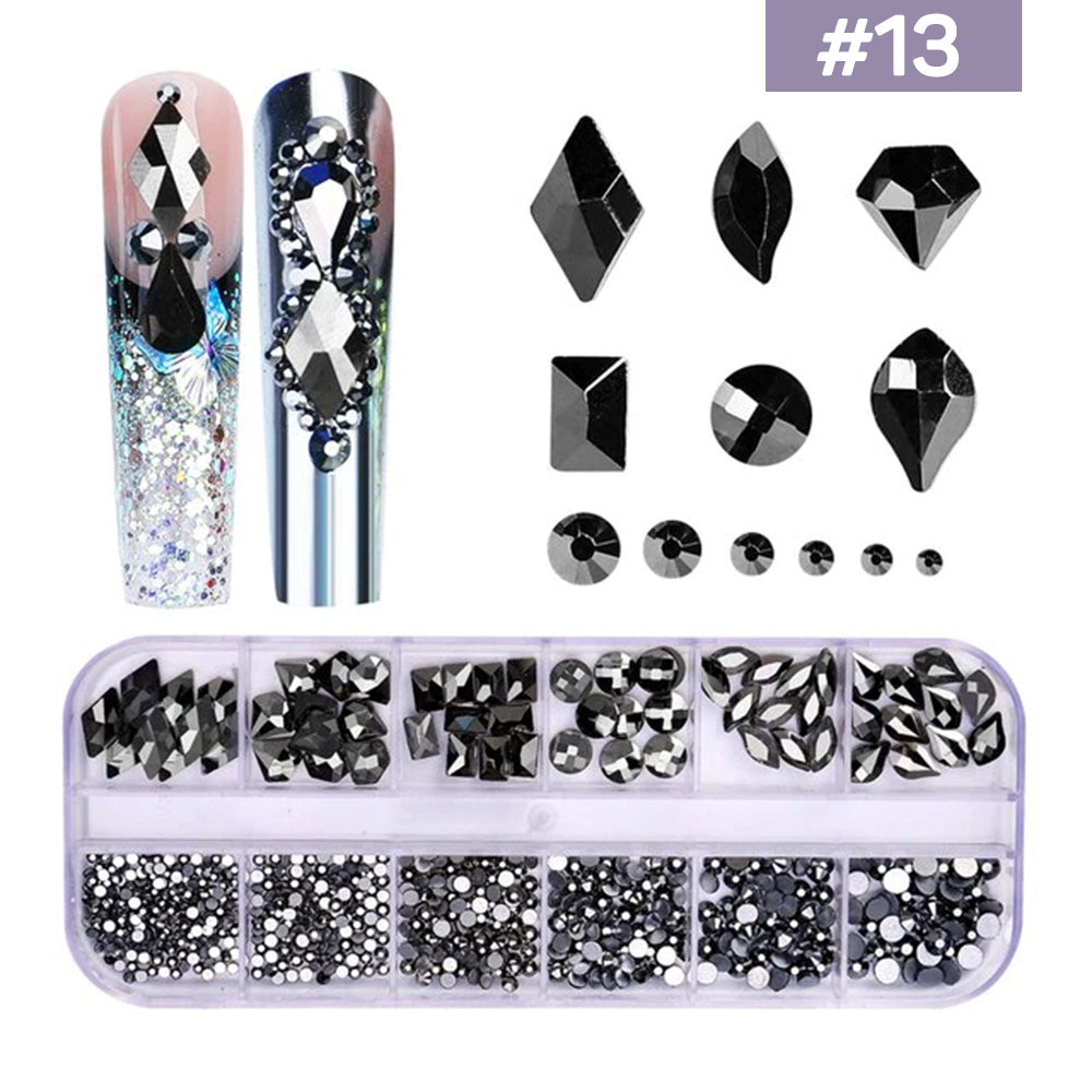 12 Grids Flatback Rhinestones RB-13 Mine Black