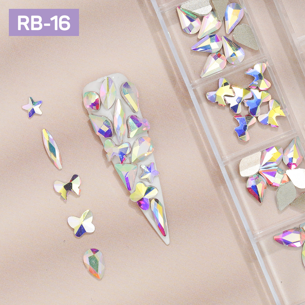 12 Grids Flatback Rhinestones RB-16 AB