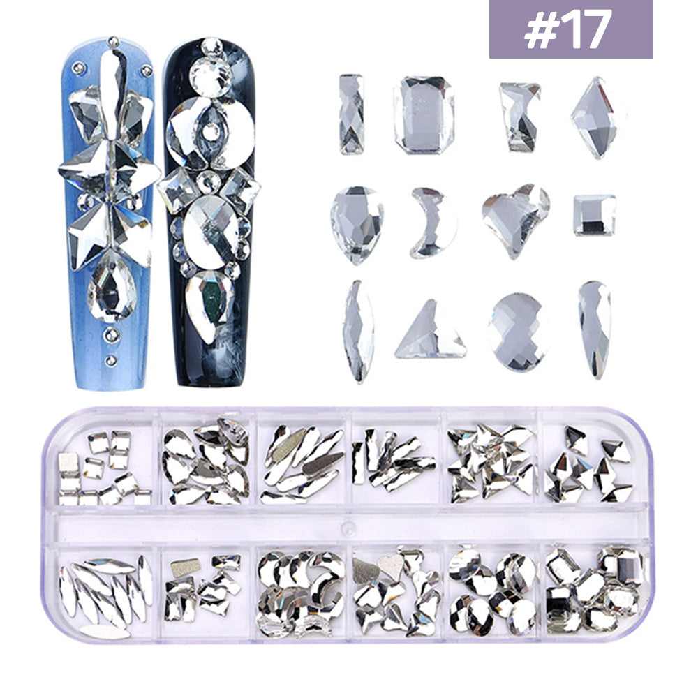 12 Grids Flatback Rhinestones RB-17 Clear