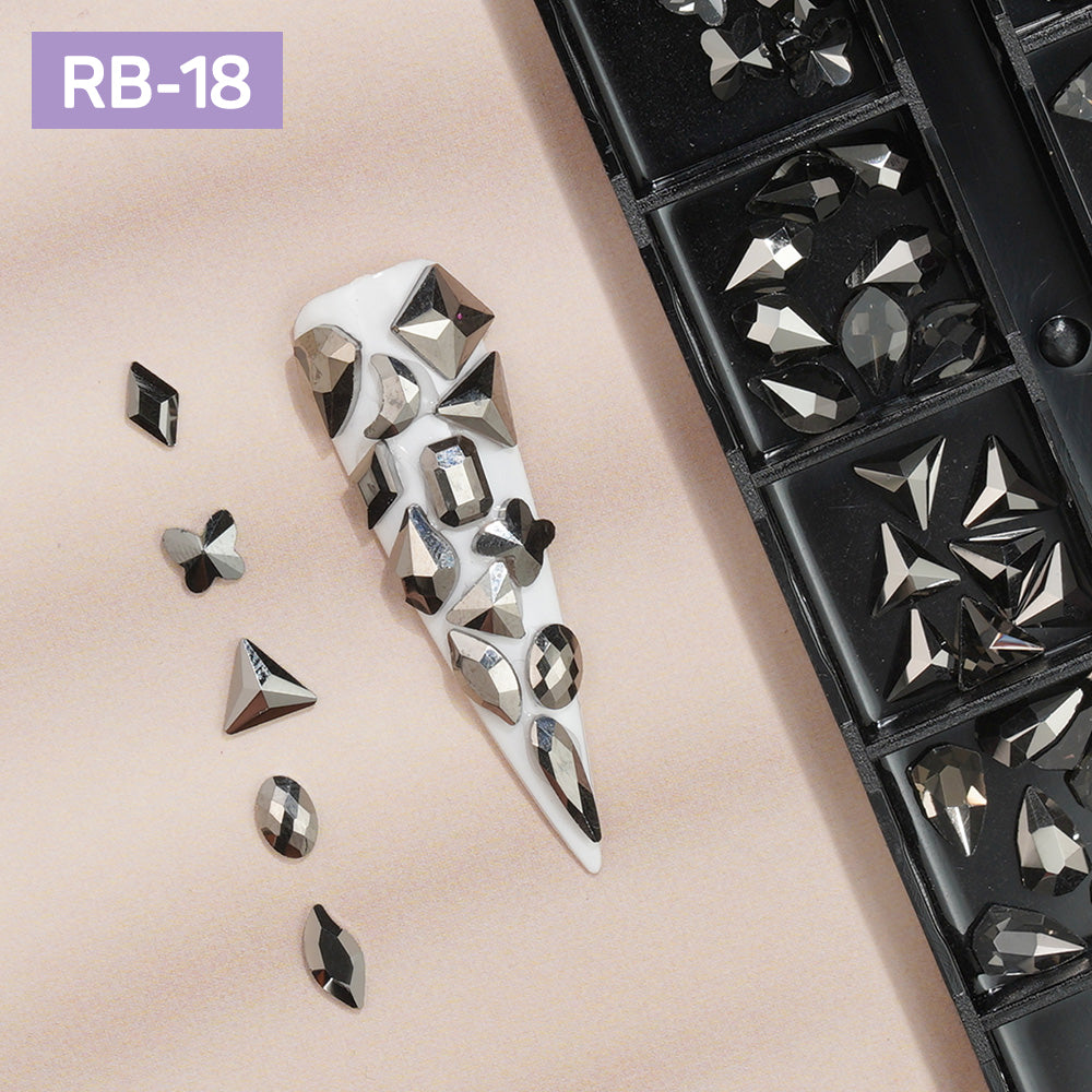 12 Grids Flatback Rhinestones RB-18 Mine Black