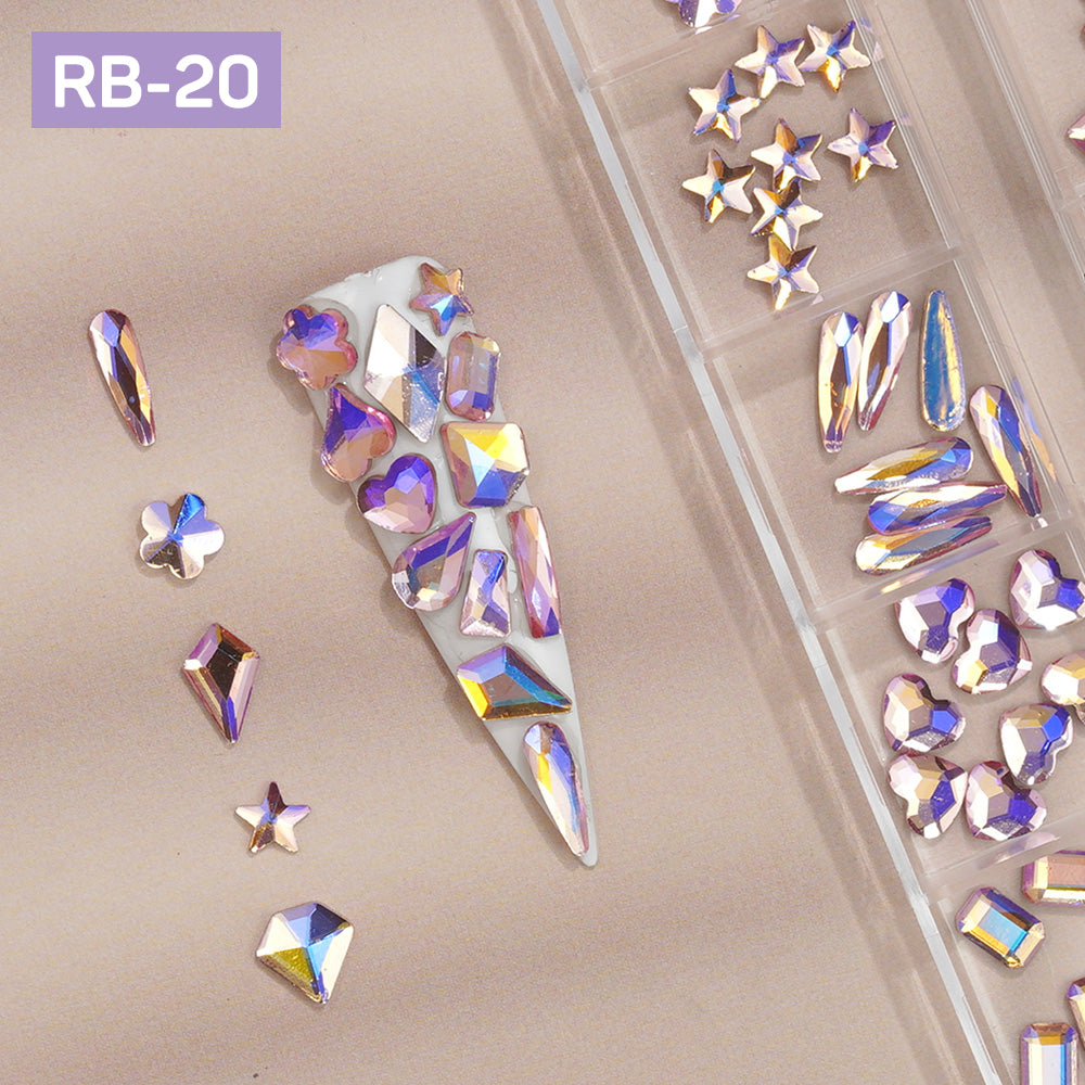 12 Grids Flatback Rhinestones RB-20 Pink AB