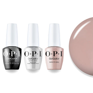 OPI Intelli-Gel Combo - Super Base Coat, Super Gloss Top Coat & SH4 Bare My Soul