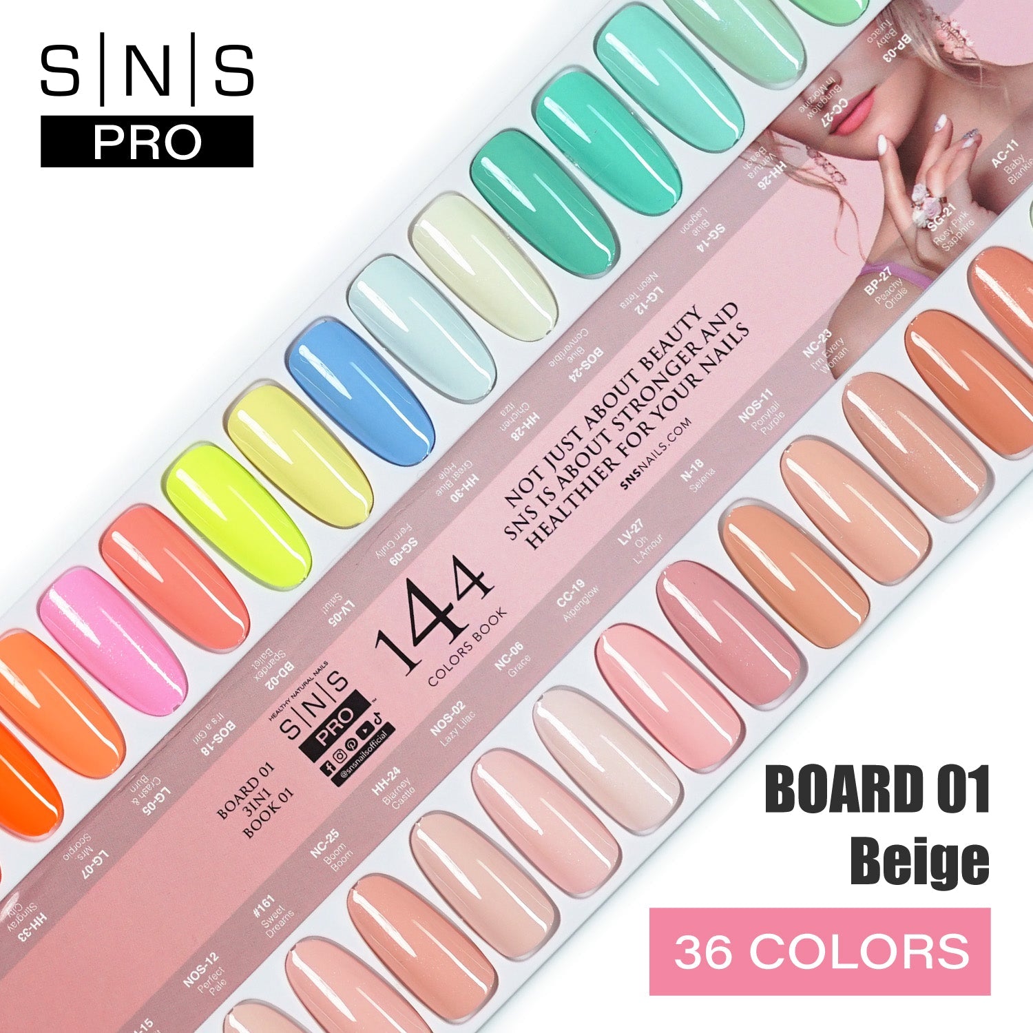 SNS Pro Dipping & Acrylic Powder - Set 36 Colors - Board 1 Beige (001 - 036)