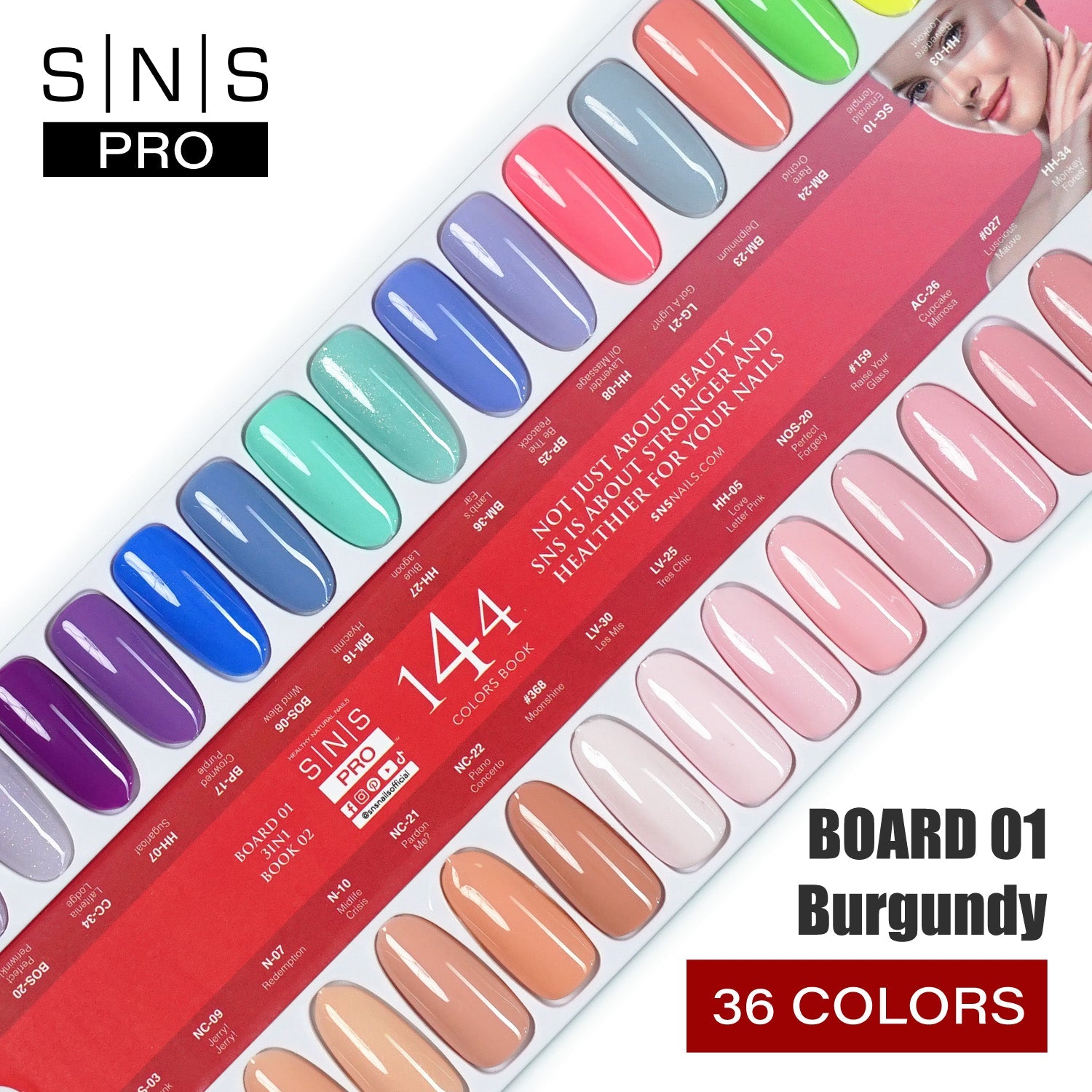 SNS Pro Gel Nail Polish Duo Set 36 Colors - Board 1 Burgundy (001 - 036)