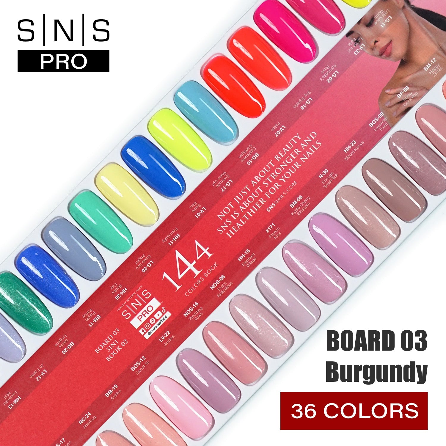 SNS Pro Dipping & Acrylic Powder - Set 36 Colors - Board 3 Burgundy (073 - 108)