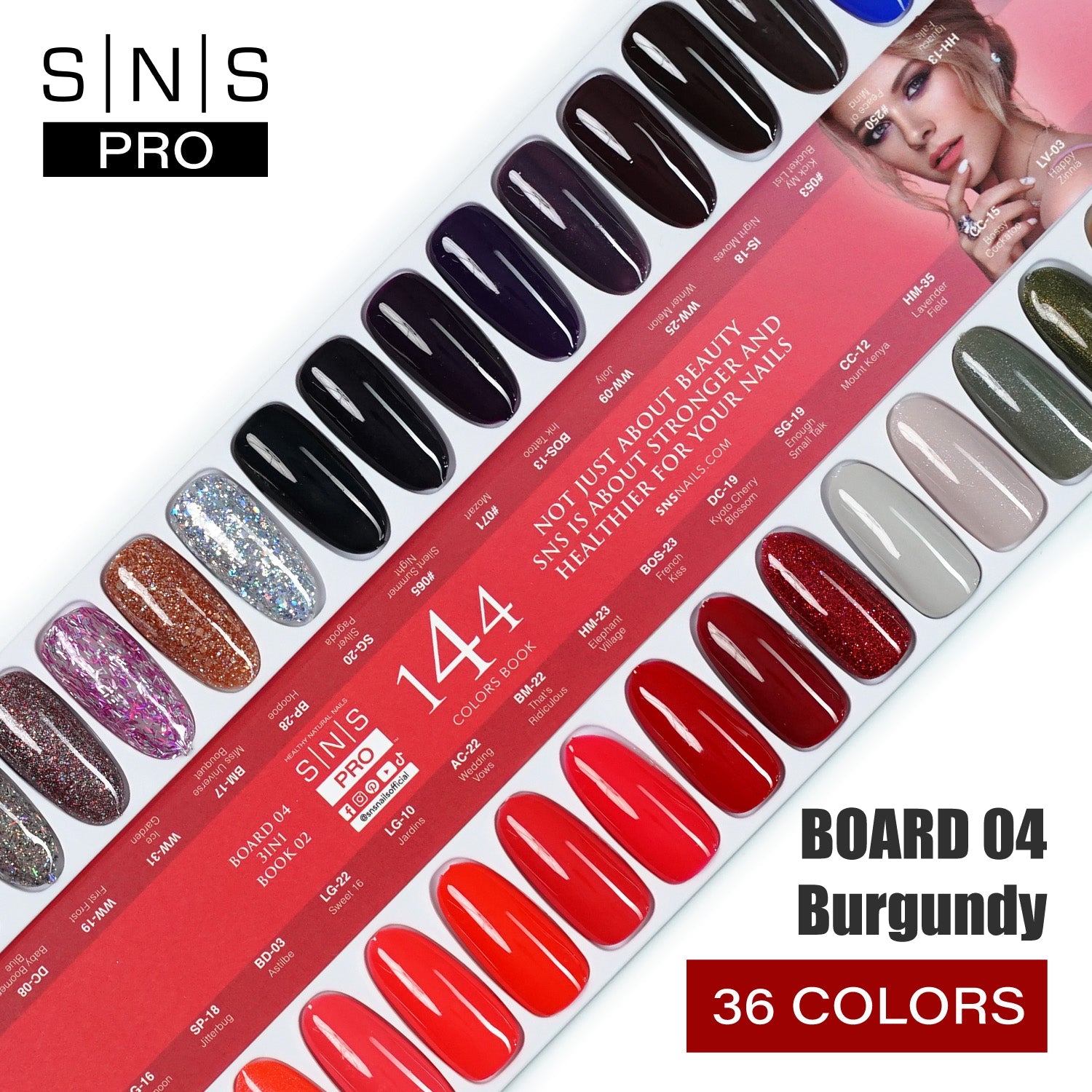 SNS Pro Gel Nail Polish Duo Set 36 Colors - Board 4 Burgundy (109 - 144)