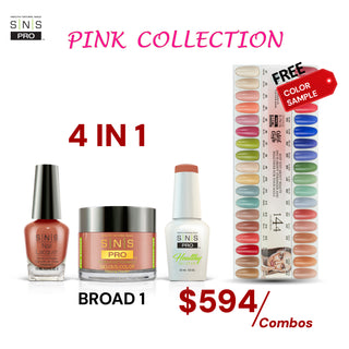 SNS Pro 4 in 1 - Board 1 Pink Collection (001 - 036) - Dip, Gel & Lacquer Matching