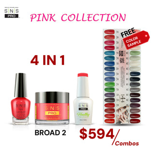 SNS Pro 4 in 1 - Board 2 Pink Collection (037 - 072) - Dip, Gel & Lacquer Matching