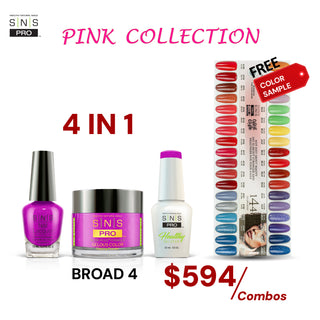 SNS Pro 4 in 1 - Board 4 Pink Collection (109 - 144) - Dip, Gel & Lacquer Matching