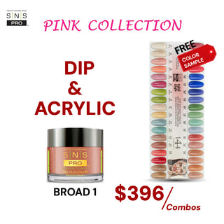 SNS Pro Dipping & Acrylic Powder - Set 36 Colors - Board 01 Pink Collection (001 - 036)