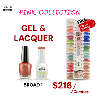 SNS Pro Gel Nail Polish Duo Set 36 Colors - Board 1 Pink Collection (001 - 036)