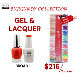 SNS Pro Gel Nail Polish Duo Set 36 Colors - Board 1 Burgundy (001 - 036)