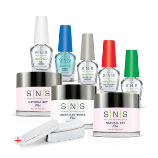 SNS Dip Powder Pink & White Kit 2 + FREE MOLDING: American White, Pink, Base, Essentials