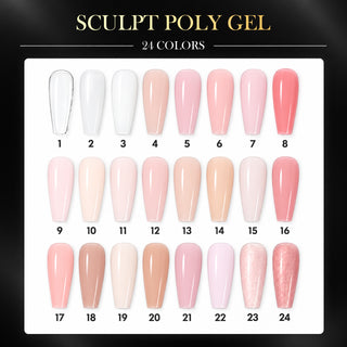 SNS Pro Sculpt Poly Gel - Set 24 Colors - HEMA & TPO Free - 0.5 oz